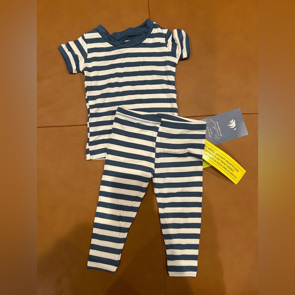 Kickee Pants Bamboo Short Sleeve Pajama Set in Nautical Stripe